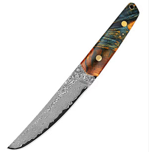 Harbinger Damascus Knife with Stained Maple Burl - TRAPSKI