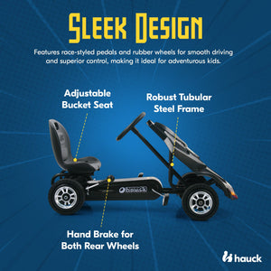 hauck Bat Mobile Pedal Go Kart Superhero Ride On Batman Vehicle for Kids, Black