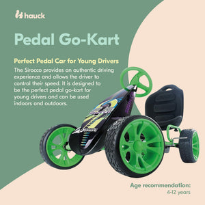 hauck Sirocco Racing Clutch Free Go Kart with Low Profile Rubber Tires, Green