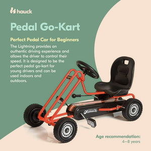 hauck Ergonomic Pedal Ride On Go Kart Toys for Boys & Girls Ages 4 to 8, Orange