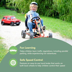 hauck Ergonomic Pedal Ride On Go Kart Toys for Boys & Girls Ages 4 to 8, Orange