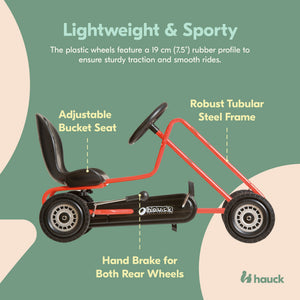 hauck Ergonomic Pedal Ride On Go Kart Toys for Boys & Girls Ages 4 to 8, Orange