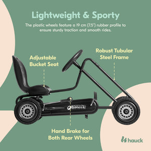 hauck Ergonomic Pedal Ride On Go Kart Toys for Boys and Girls Ages 4 to 8, Black - TRAPSKI
