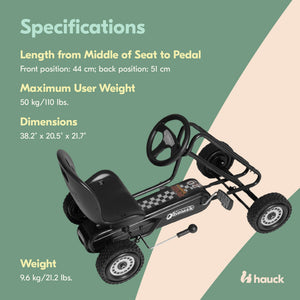 hauck Ergonomic Pedal Ride On Go Kart Toys for Boys and Girls Ages 4 to 8, Black - TRAPSKI