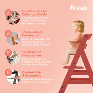 hauck Alpha+ Grow Along Adjustable Wooden Highchair, Beechwood, Cork Finish