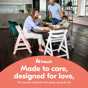 hauck Alpha+ Grow Along Adjustable Wooden Highchair, Beechwood, Rose Finish