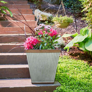 Southern Patio Rustic Resin Outdoor Planter Urn w/ Square Rustic Box Flower Pot