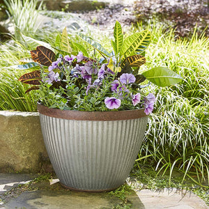 Southern Patio Rustic Resin Outdoor Planter Urn w/ Square Rustic Box Flower Pot