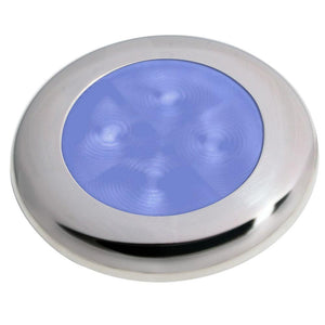 Hella Marine Slim Line LED 'Enhanced Brightness' Round Courtesy Lamp - Blue LED - Stainless Steel Bezel - 12V - TRAPSKI