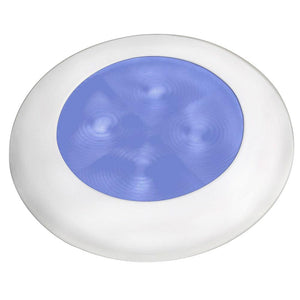Hella Marine Slim Line LED 'Enhanced Brightness' Round Courtesy Lamp - Blue LED - White Plastic Bezel - 12V - TRAPSKI