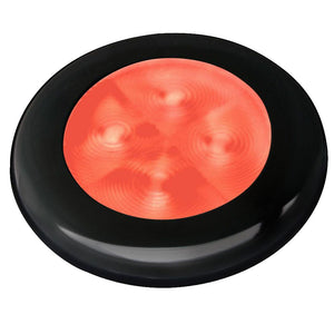 Hella Marine Slim Line LED 'Enhanced Brightness' Round Courtesy Lamp - Red LED - Black Plastic Bezel - 12V - TRAPSKI