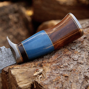 Hellfire Damascus Hunting Knife with Leather Sheath - TRAPSKI