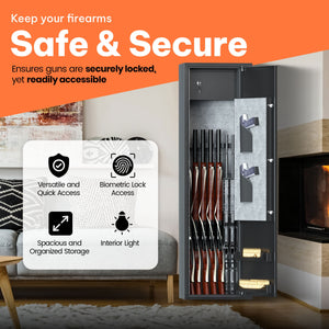 AOBABO 8-Rifle Gun Safe w/Keypad Lock, Security Cabinet Long Safes Gun Cabinet