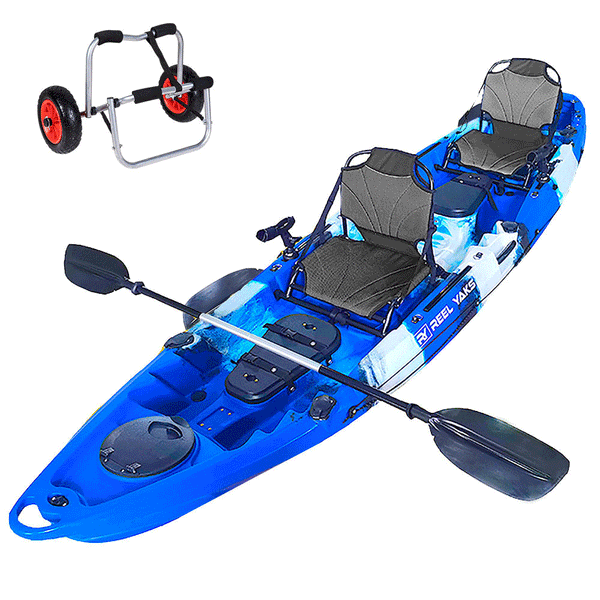 12.5' Rambler Paddle Tandem Double Fishing Kayak | 2 person+1 kids seat | pesca canoas