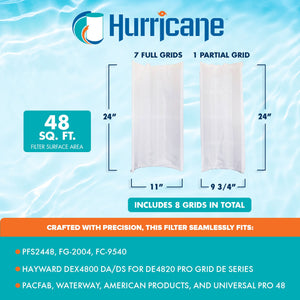 Hurricane 48 Sq ft DE Grid Filter Replacement with 7 Full Grids & 1 Partial Grid - TRAPSKI