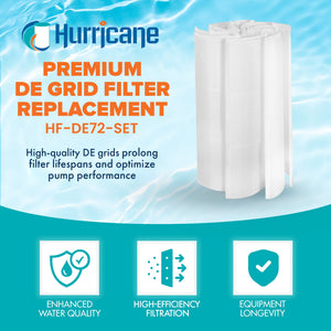 Hurricane HF-DE72-SET 72 sq ft DE Grid Filter Replacement with 7 Full Grids - TRAPSKI