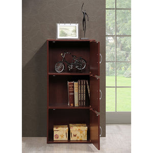 Hodedah 3 Shelf Home and Office Enclosed Organization Storage Cabinet, Mahogany