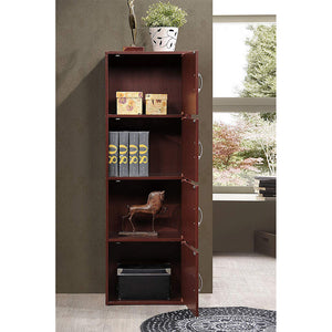 Hodedah 4 Door Enclosed Multipurpose Storage Cabinet for Home/Office, Mahogany