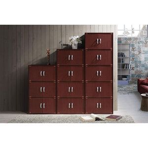 Hodedah 8 Door Enclosed Multipurpose Storage Cabinet for Home/Office, Mahogany