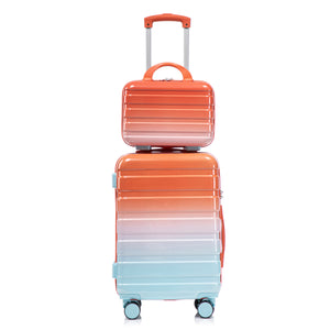 2 Pc PC Spinner Wheel Luggage Set with Lock - Gradient Blue Red