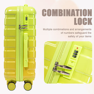 2-Piece Polycarbonate Spinner Wheel Luggage Set with Lock - Green & Yellow