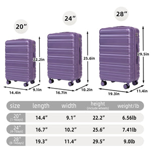 HIFINE Tourist 3-Piece ABS Spinner Wheel Luggage Set