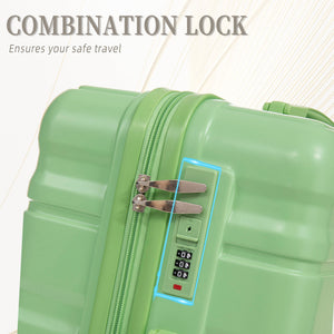Green 3-Piece Spinner Wheel Luggage Set with Spinner Wheels and Locks