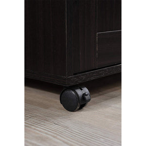 Hodedah Wheeled Kitchen Island with Spice Rack and Towel Holder, Chocolate/Gray