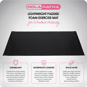 HolaHatha Lightweight Padded Foam Fitness Mat for Workout Activity, Medium, Grey