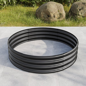 47.24" Round Raised Garden Beds with Galvanized Metal - Set of 2, Black