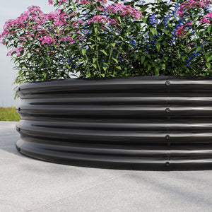 47.24" Round Raised Garden Beds with Galvanized Metal - Set of 2, Black