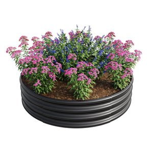 47.24" Round Raised Garden Beds with Galvanized Metal - Set of 2, Black