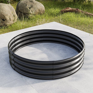 47.24" Round Raised Garden Beds with Galvanized Metal - Set of 2, Black
