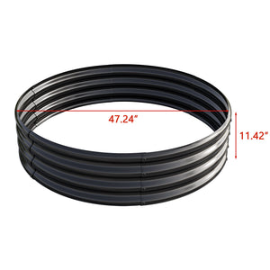 47.24" Round Raised Garden Beds with Galvanized Metal - Set of 2, Black