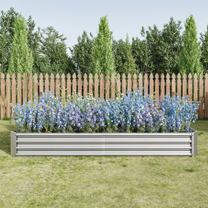Metal Raised Garden Bed Kit with Anti-Rust Coating - Silver