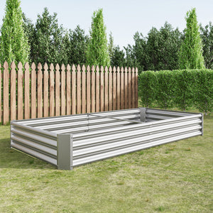 Metal Raised Garden Bed Kit with Anti-Rust Coating - Silver