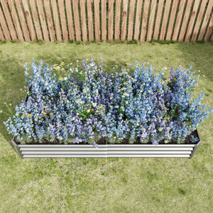 Metal Raised Garden Bed Kit with Anti-Rust Coating - Silver