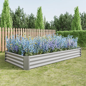 Metal Raised Garden Bed Kit with Anti-Rust Coating - Silver