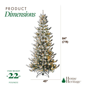 Home Heritage Natural Pine 7' Flocked 400 LED Pre-Lit Artificial Christmas Tree