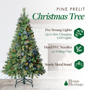 Home Heritage Cascade Quick Set 5 Foot 250 LED Pre-Lit Artificial Christmas Tree