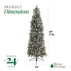 Home Heritage Anson 7' Flocked Slim 350 Clear Prelit Artificial Christmas Tree