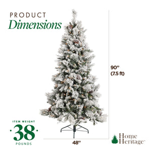 Home Heritage Snowdrift 7.5' PreLit Artificial Christmas Tree, Berries/Pinecones