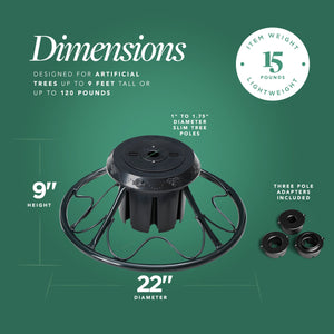 Home Heritage 1-1.75" Artificial Christmas Tree Base Rotating Metal Stand, Black