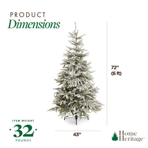 Home Heritage Snowy Abies 6' Flocked 500 LED Pre-Lit Artificial Christmas Tree