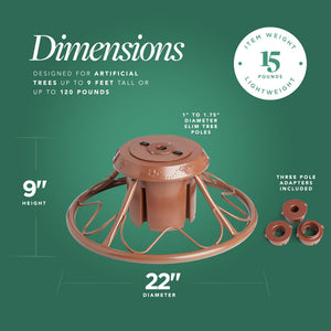 Home Heritage 1-1.75" Artificial Christmas Tree Base Rotating Metal Stand, Brown