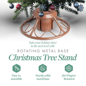 Home Heritage 1-1.75" Artificial Christmas Tree Base Rotating Metal Stand, Brown
