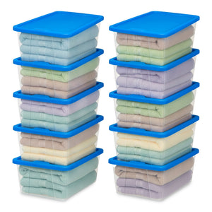 Homz Snaplock 6 Qt Stackable Plastic Storage Container w/ Lid, Blue (10 Pack)