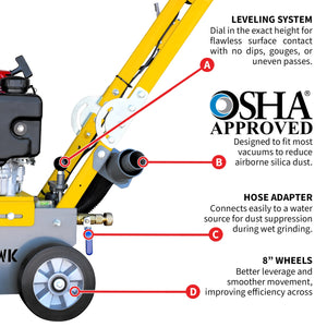 10" Honda Concrete Floor Grinder 10HP GXV390 Motor for Smoothing, Floor Prep, Coatings
