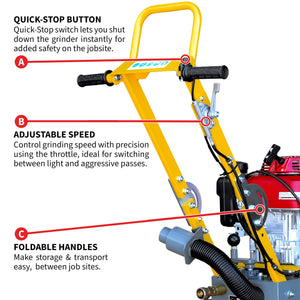 10" Honda Concrete Floor Grinder 10HP GXV390 Motor for Smoothing, Floor Prep, Coatings