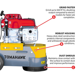 10" Honda Concrete Floor Grinder 10HP GXV390 Motor for Smoothing, Floor Prep, Coatings